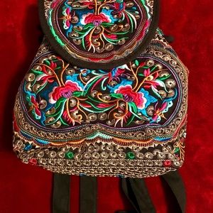 Embroidered small backpack